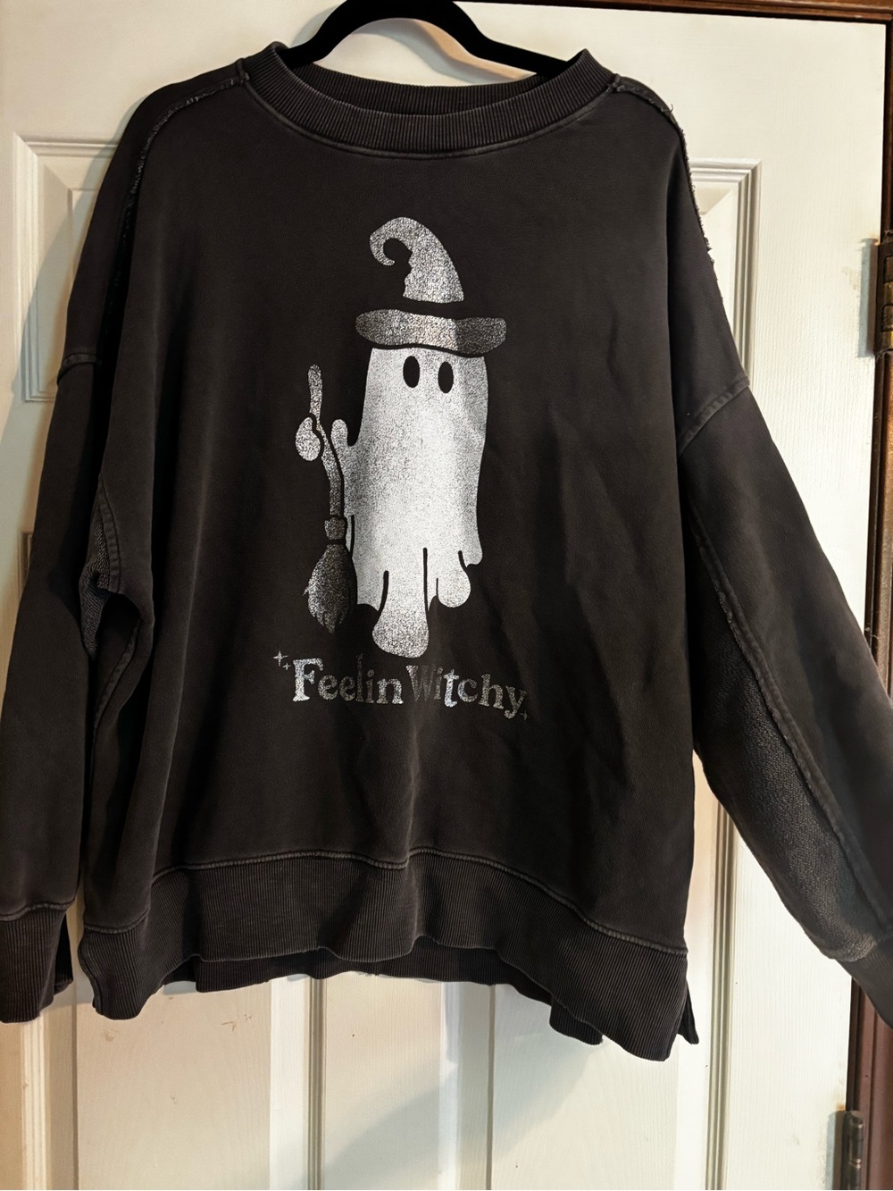 Aerie Oversized Crewneck Sweatshirt Feelin Witchy Ghost Graphic Size Medium